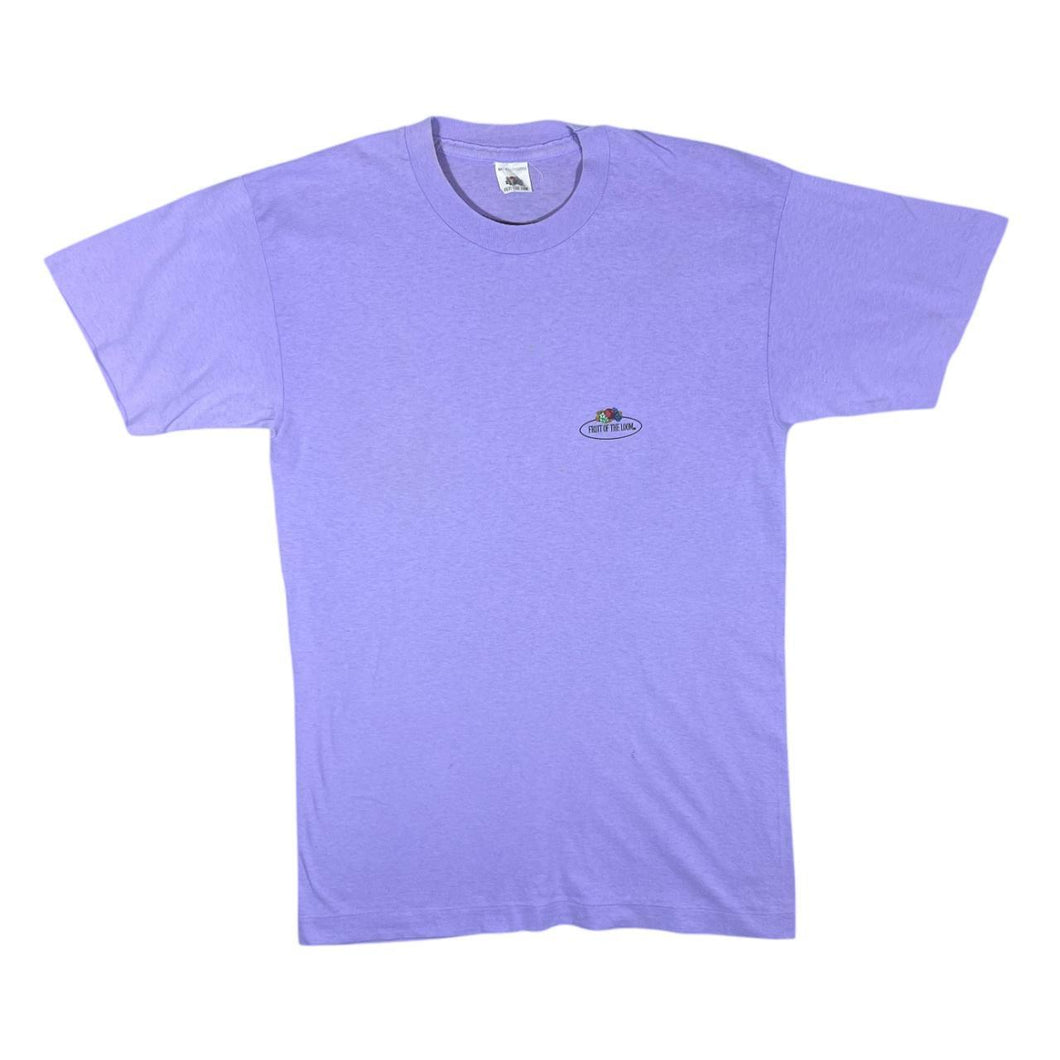Vintage FRUIT OF THE LOOM Classic Mini Logo Graphic Purple Single Stitch T-Shirt