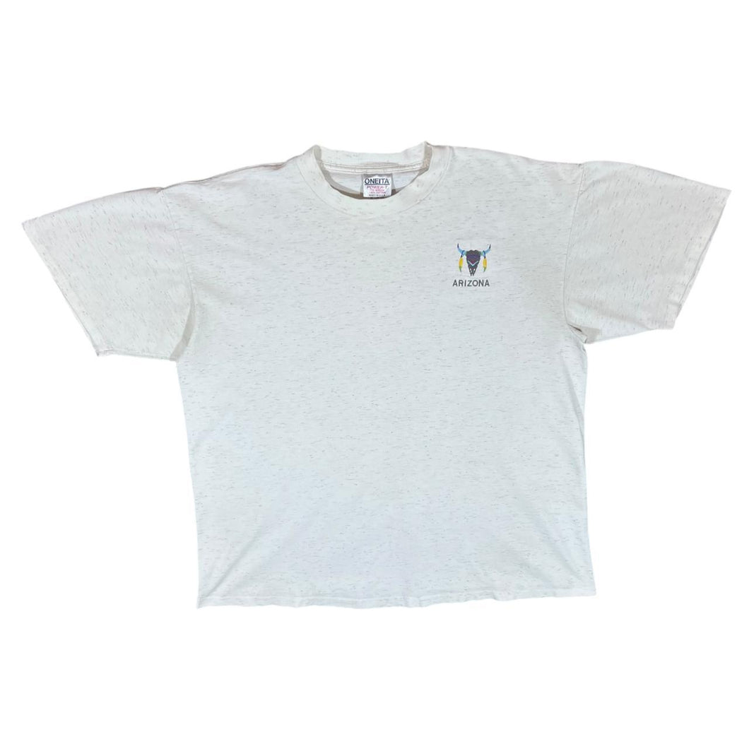 Vintage 90's Oneita ARIZONA Embroidered Souvenir Light Grey Single Stitch T-Shirt