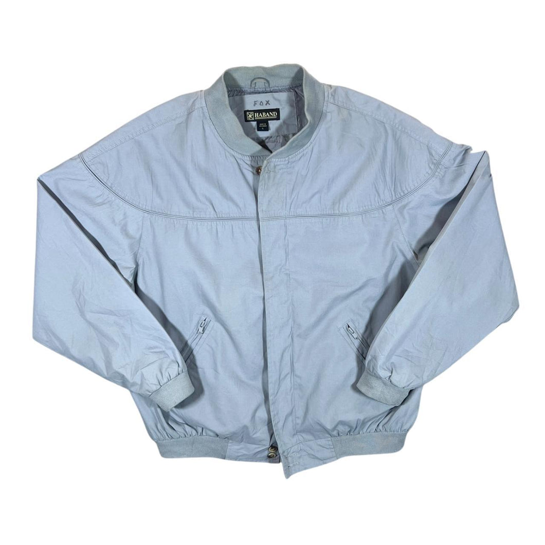 Vintage HABAND Classic Blue Grey Windbreaker Bomber Jacket