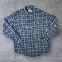 Load image into Gallery viewer, Vintage DeSigner&#39;s Club Navy Blue White Plaid Check Long Sleeve Cotton Flannel Shirt
