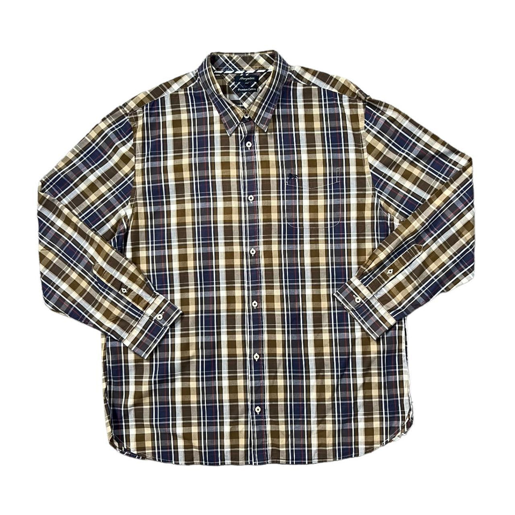 HAMPTON Classic Mini Pocket Logo Plaid Check Long Sleeve Cotton Shirt