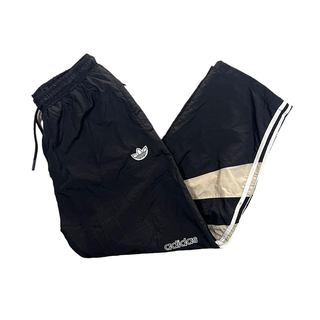 ADIDAS Classic Embroidered Mini Logo Black Shell Tracksuit Bottoms