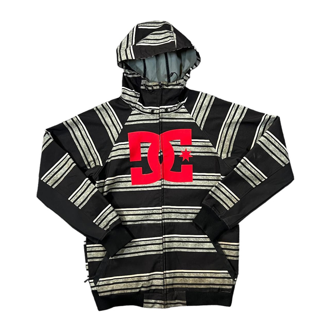 DC SHOES CO. ExoTex Series 10000 Big Logo Striped Hooded Snowboard Waterproof Jacket