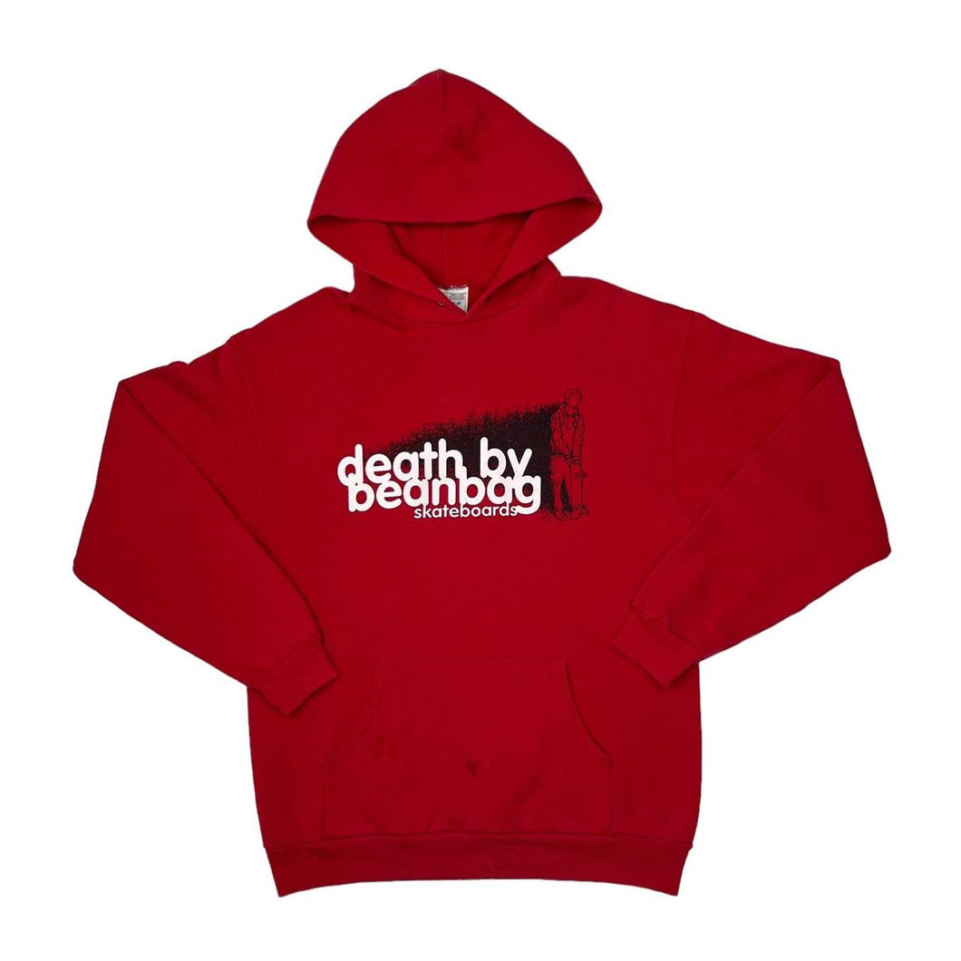 Vintage Screen Stars DEATH BY BEANBAG SKATEBOARDS Skater Graphic Pullover Hoodie