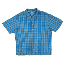 Load image into Gallery viewer, COLUMBIA Blue Mix Plaid Check Utility Short Sleeve Cotton Shirt
