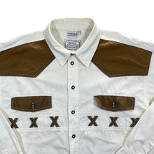 Load image into Gallery viewer, Vintage Men&#39;s Company Cowboy Western White Brown Cotton Long Sleeve Shirt
