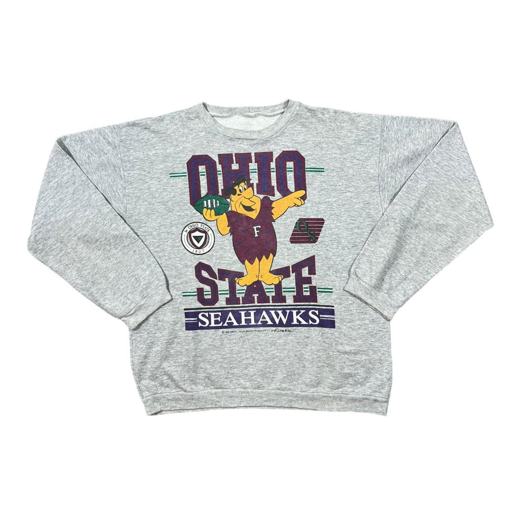 Vintage Eureka (1991) OHIO STATE SEAHAWKS The Flinstones Sports Spellout Graphic Sweatshirt