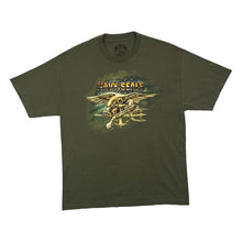 Load image into Gallery viewer, NAVY SEALS Logo Spellout Khaki Green Military Army Graphic T-Shirt
