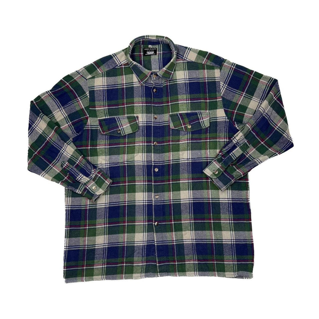 Vintage KING’S CLUB Classic Tartan Plaid Lumberjack Check Long Sleeve Flannel Shirt