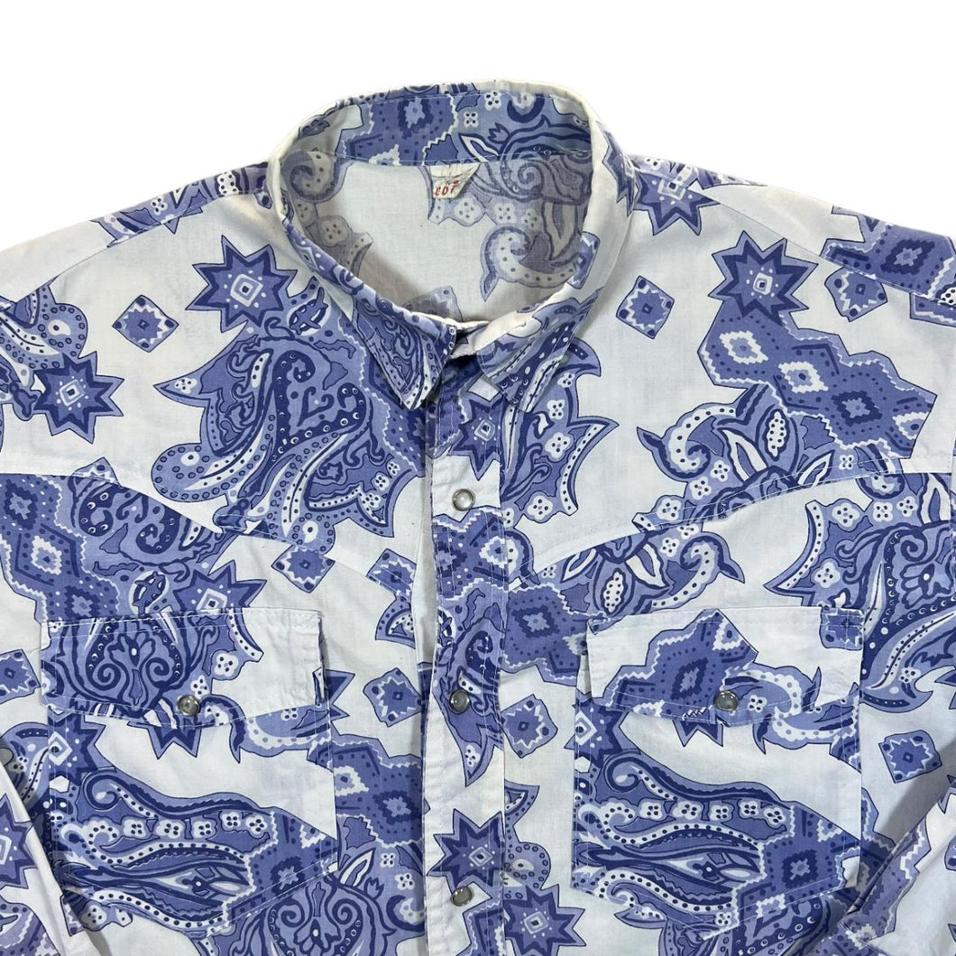 Vintage 90's Paisley Patterned Cowboy Western Popper Long Sleeve Shirt