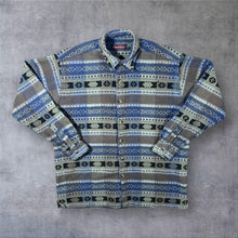 Load image into Gallery viewer, Vintage Colourways Crazy Abstract Patterned Long Sleeve Heavy Cotton Flannel Shirt
