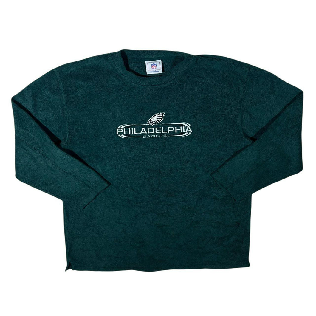 Vintage NFL Philadelphia Eagles Embroidered Spellout Football Green Fleece Sweatshirt