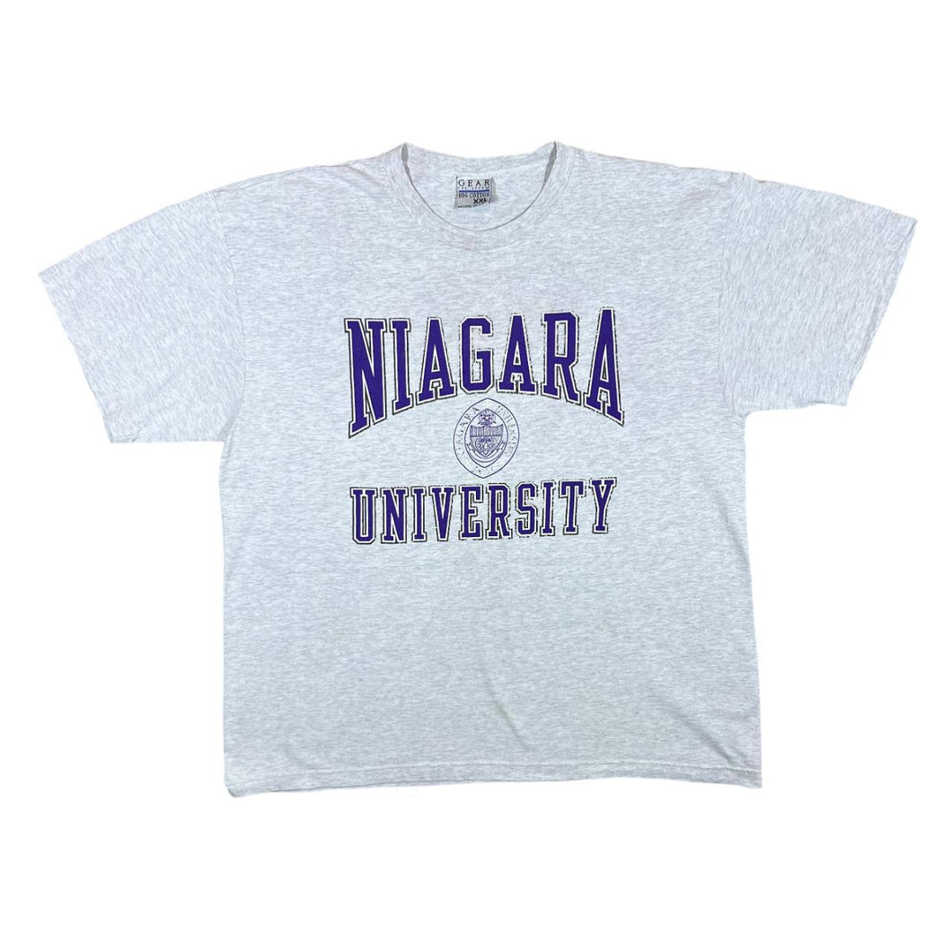 Vintage Gear For Sports NIAGARA UNIVERSITY Souvenir Spellout Graphic Grey T-Shirt
