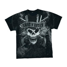 Load image into Gallery viewer, GUNS N ROSES Skull Logo Spellout All-Over Print Graphic Heavy Metal Hard Rock Band T-Shirt
