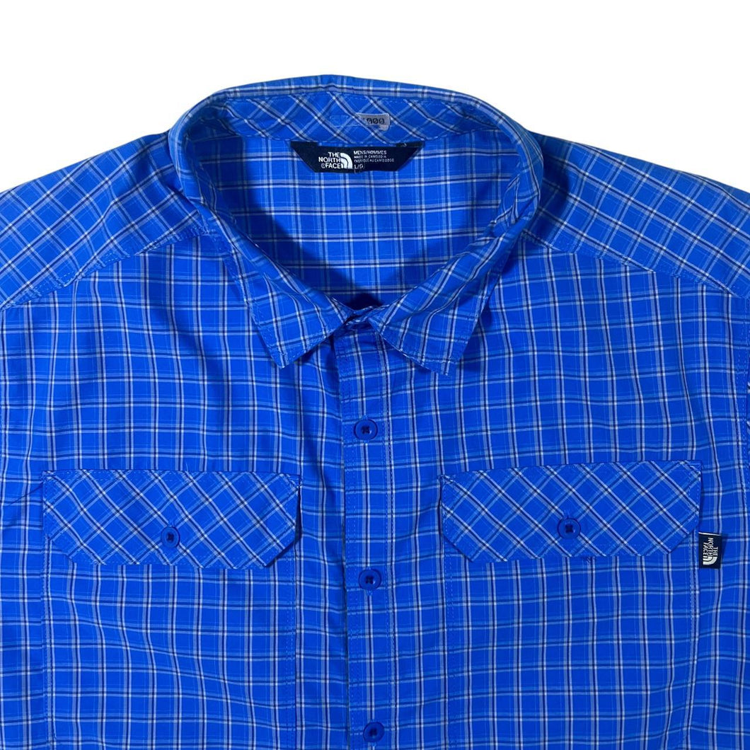 The North Face TNF Blue Check Utility Outdoor Hiking Short Sleeve Shirt