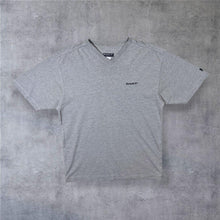 Load image into Gallery viewer, Early 00’s Reebok Essentials Embroidered Mini Logo Spellout V-Neck Grey T-Shirt
