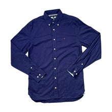 Load image into Gallery viewer, TOMMY HILFIGER &quot;Stretch&quot; Classic Embroidered Mini Logo Navy Blue Long Sleeve Button-Up Shirt
