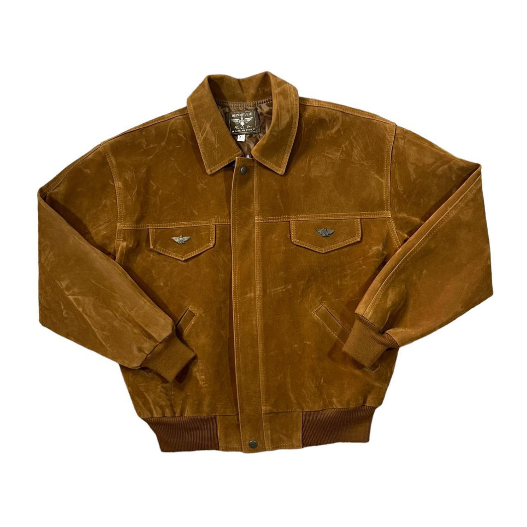 Vintage REPORTAGE R.G.A. Made In Italy Brown Suede Bomber Jacket