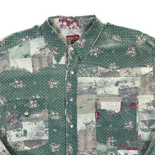Load image into Gallery viewer, Vintage Cherokee Jeans Floral Patterned Green Cowboy Western Long Sleeve Shirt
