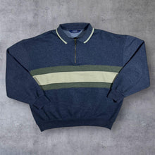 Load image into Gallery viewer, Vintage Savatini Dark Grey Colour Block 1/4 Zip Collared Sweatshirt
