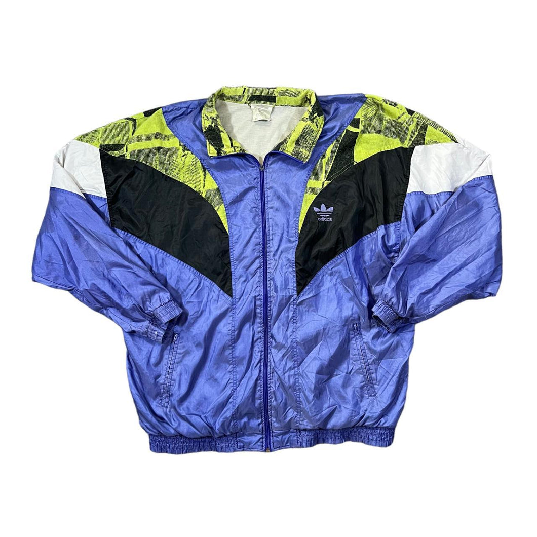 Vintage 90's ADIDAS Mini Trefoil Logo Crazy Pattern Colour Block Shell Windbreaker Tracksuit Jacket