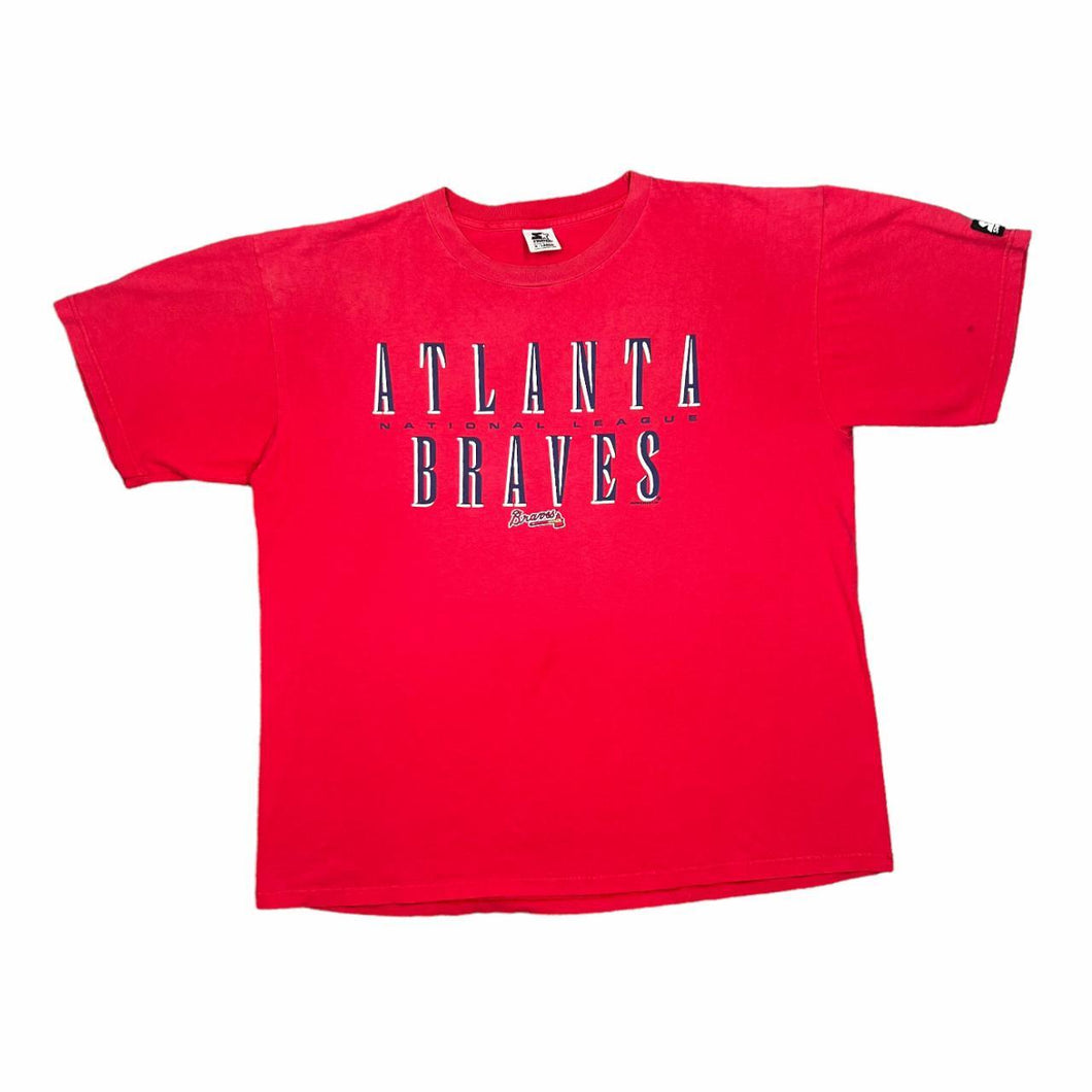 Vintage Starter (1997) MLB ATLANTA BRAVES Baseball Logo Spellout Graphic T-Shirt