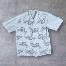 Load image into Gallery viewer, Vintage Ken Aisy Gothic Y2K Dragon Patterned White Short Sleeve Shirt
