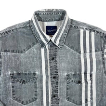 Load image into Gallery viewer, Vintage Wrangler Western Shirts Cowboy Grey Striped Popper Long Sleeve Shirt
