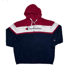 Load image into Gallery viewer, CHAMPION Colour Block Embroidered Big Logo Spellout Full Zip Hoodie
