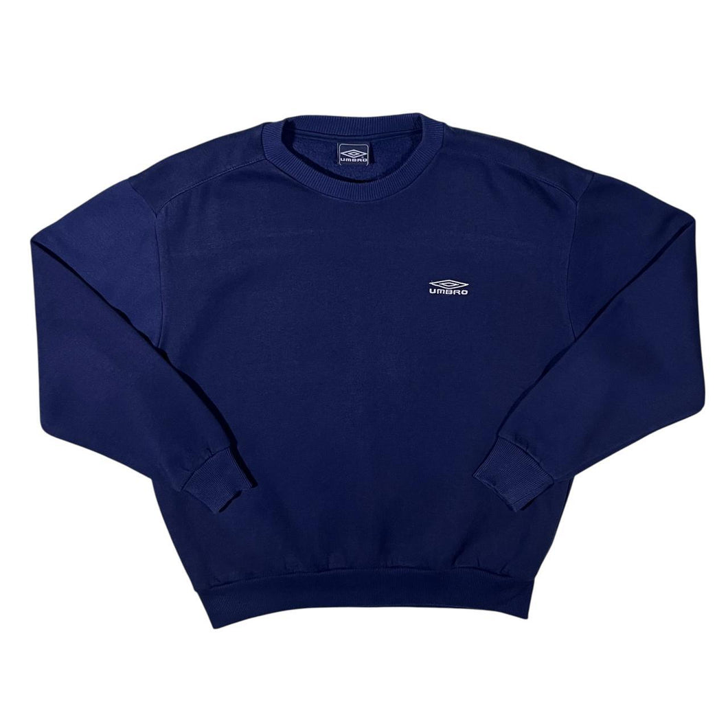 Early 00's Umbro Classic Embroidered Mini Logo Navy Blue Crewneck Sweatshirt