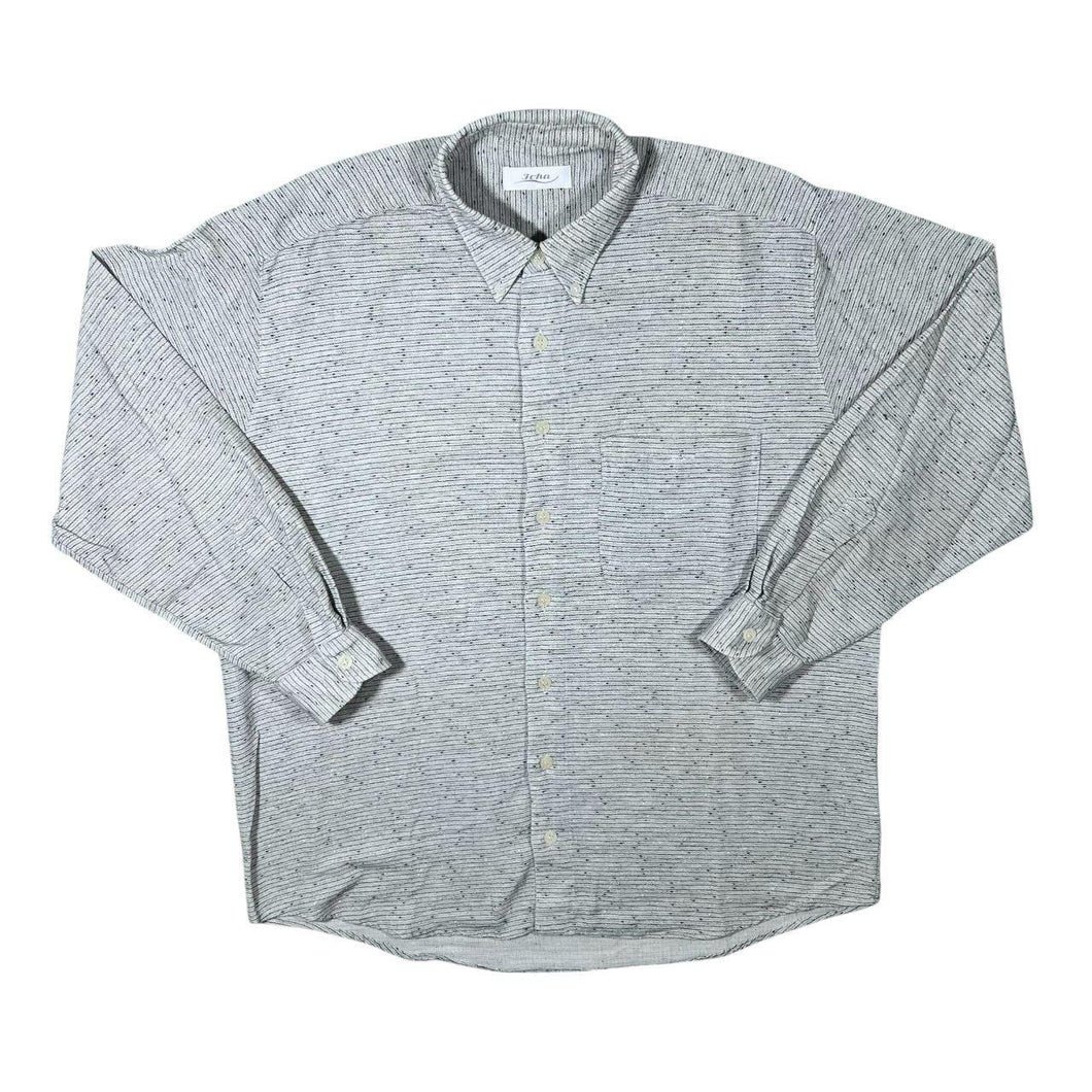Vintage 90's Joka Grey Black Speckled Striped Long Sleeve Button-Up Flannel Shirt