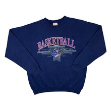 Load image into Gallery viewer, Early 00&#39;s Hanes BASKETBALL &quot;American Tradition&quot; Spellout Graphic Navy Blue Sweatshirt
