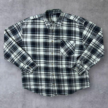 Load image into Gallery viewer, Early 00's Identic Black White Grey Plaid Check Long Sleeve Cotton Flannel Shirt
