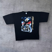 Load image into Gallery viewer, Vintage Spirit Of America Biker Eagle Patriotic Graphic Black Short Sleeve T-Shirt
