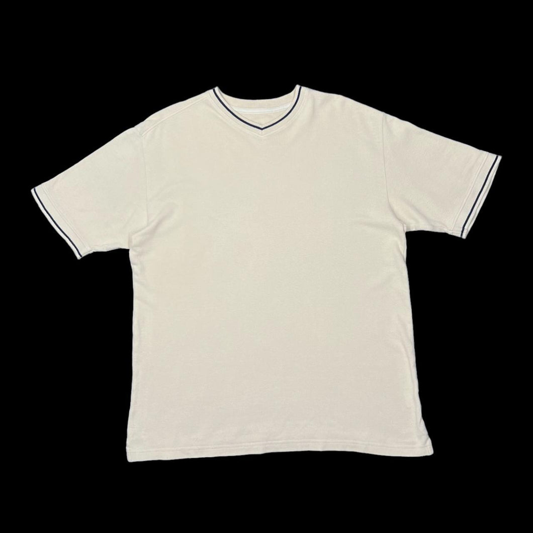 Early 00's GUISE Classic Basic Striped Trim Short Sleeve V-Neck T-Shirt