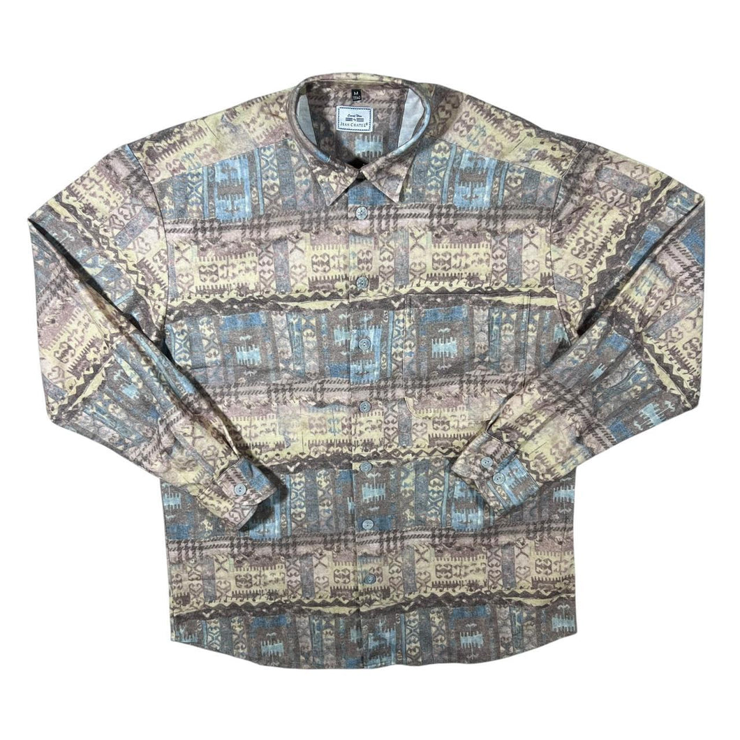 Vintage 90's Jean Chatel Crazy Abstract Patterned Long Sleeve Flannel Shirt