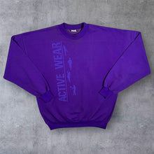 Load image into Gallery viewer, Vintage 90&#39;s Jitex &quot;Active Wear&quot; Graphic Spellout Purple Crewneck Sweatshirt

