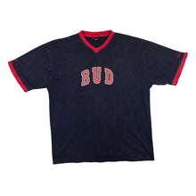 Load image into Gallery viewer, Early 00&#39;s Cotton Traders BUDWEISER &quot;Bud&quot; Beer Spellout Graphic V-Neck Ringer T-Shirt
