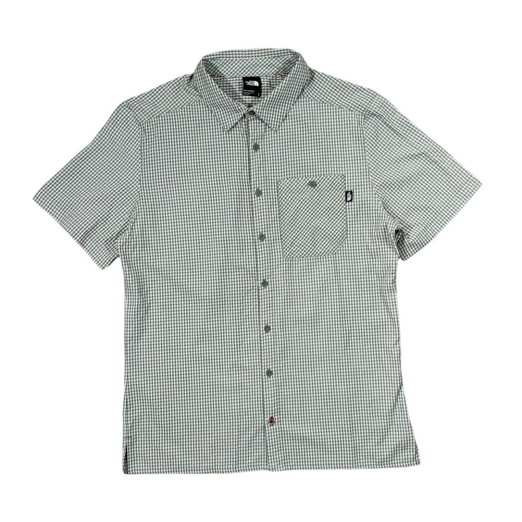 THE NORTH FACE TNF Classic Grey White Check Pocket Tab Short Sleeve Shirt