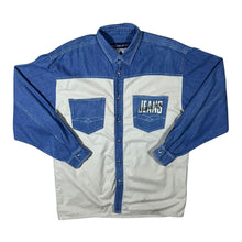 Load image into Gallery viewer, Vintage Sunlife Jeans Cowboy Western Style Blue Denim Beige Cotton Long Sleeve Shirt

