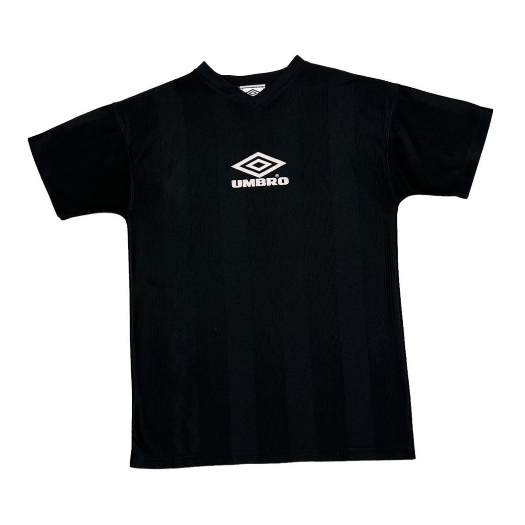 Early 00’s UMBRO Big Logo Spellout Graphic Polyester Sports V-Neck T-Shirt