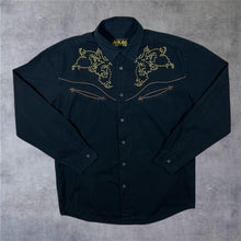 Load image into Gallery viewer, Atlas For Men Cowboy Western Long Sleeve Black Cotton Shirt
