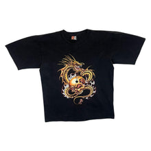 Load image into Gallery viewer, Vintage Hot-Ice Gothic Biker Tribal Dragon Skull Graphic Faded Black T-Shirt

