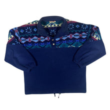 Load image into Gallery viewer, Vintage MER MER COMPANY Crazy Abstract Patterned 1/4 Button Pullover Fleece Sweatshirt
