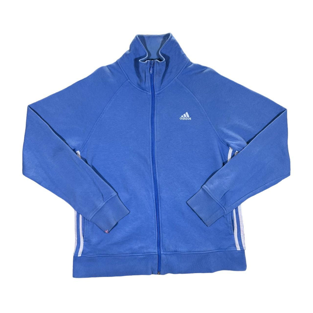 ADIDAS Three Stripe Embroidered Mini Logo Blue Zip Sweatshirt