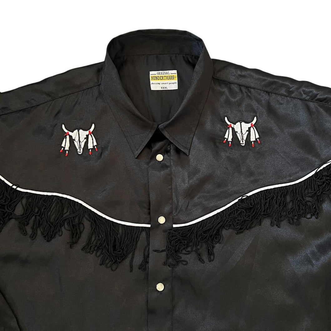 Vintage Hundertmark Cowboy Western Tasselled Viscose Blend Popper Long Sleeve Shirt