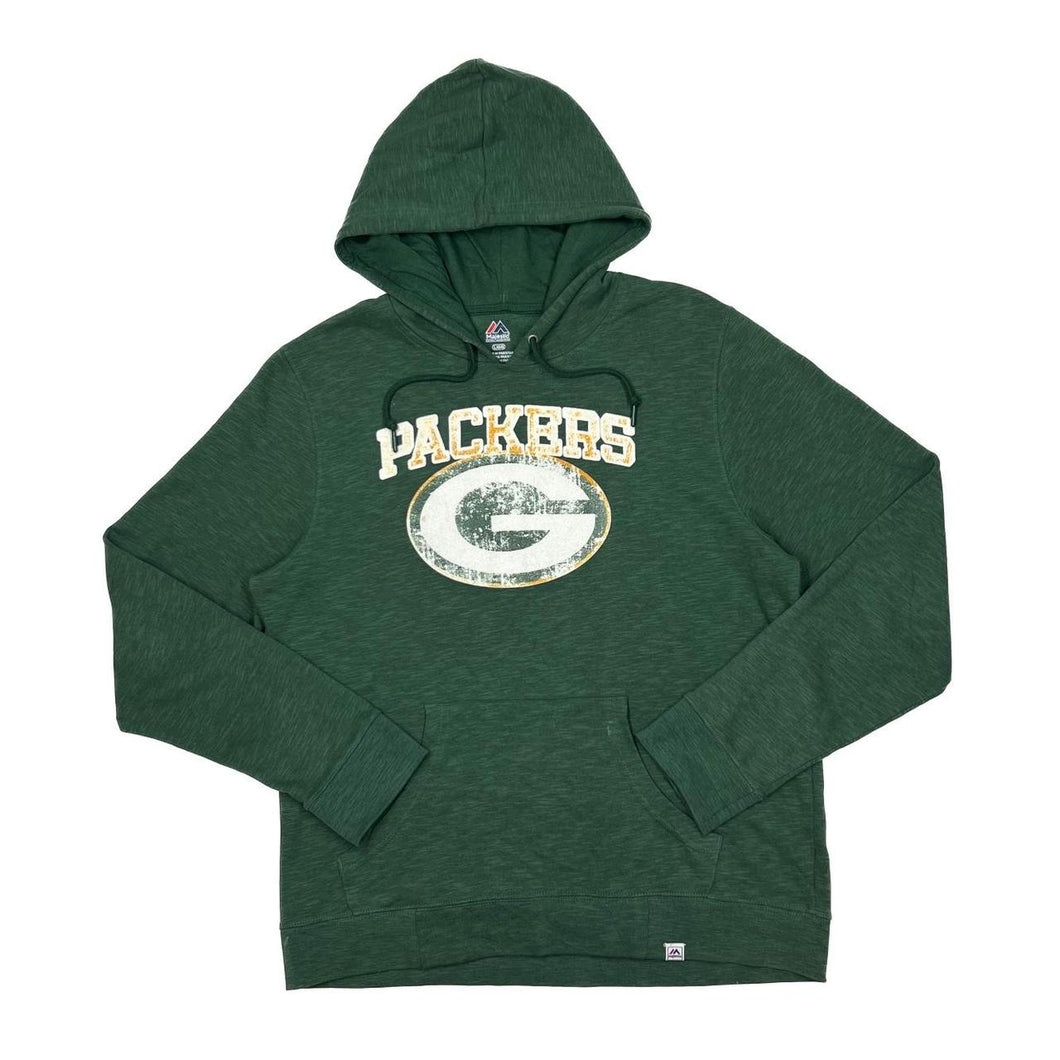 Majestic NFL GREEN BAY PACKERS Big Logo Spellout Football Pullover Hoodie