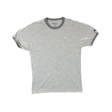 Load image into Gallery viewer, CHAMPION Classic Embroidered Mini Logo Grey Short Sleeve Ringer T-Shirt
