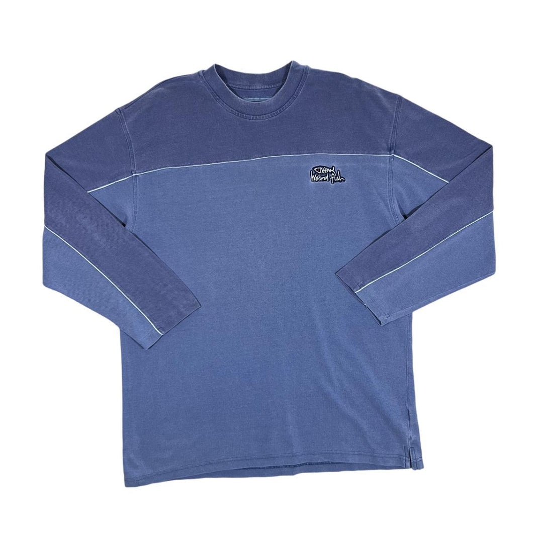 Early 00's WEIRD FISH Classic Embroidered Mini Logo Colour Block Long Sleeve T-Shirt