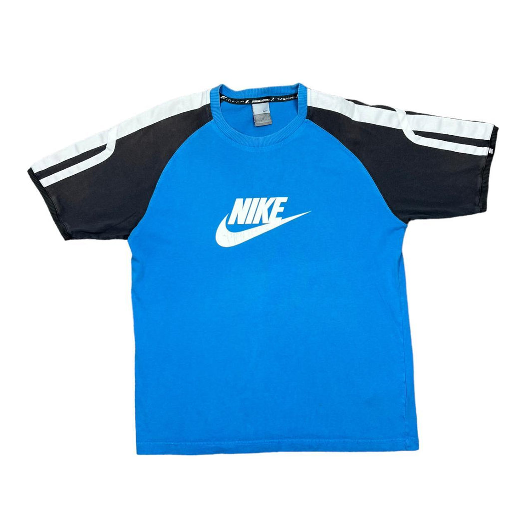 Early 00's NIKE Classic Big Logo Spellout Graphic Colour Block Raglan T-Shirt